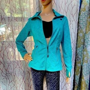 TANGERINE-Teal Space Dye Running Jacket- Size Med, Thumbholes, vented, pockets